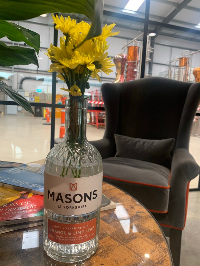 seat with a view inside the distillery 